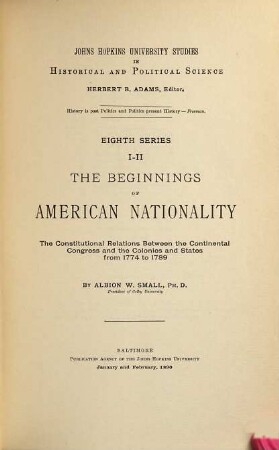 The beginnings of American nationality