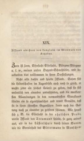 XIX. Iffland als Herr von Langsalm im Wirrwarr von Kotzebue