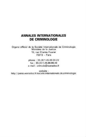 Annales internationales de criminologie
