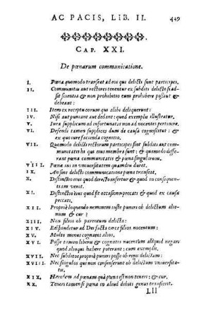 Cap. XXI. De pœnarum communicatione. - Cap. XXII. De causis iniustis.