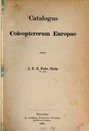Catalogus coleopterorum Europae