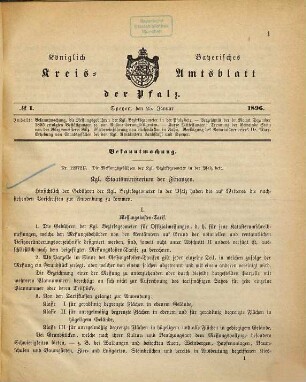 Königlich-bayerisches Kreis-Amtsblatt der Pfalz. 1896