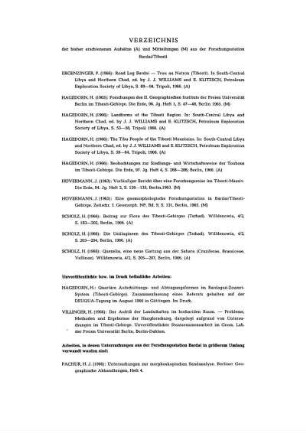 Verzeichnis der bisher erschienenen Aufsätze (A) und Mitteilungen (M) aus der Forschungsstation Bardai/Tebesti
