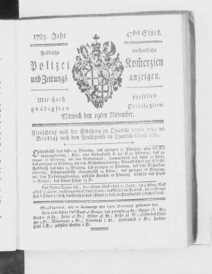 47tes Stück., Ausgabe vom 19. November 1783
