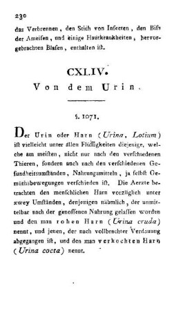 CXLIV. Von dem Urin.
