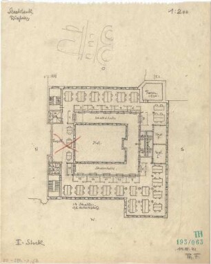 Fischer, Theodor; Würzburg, Münsterplatz; Sparkasse - Grundriss 1. OG