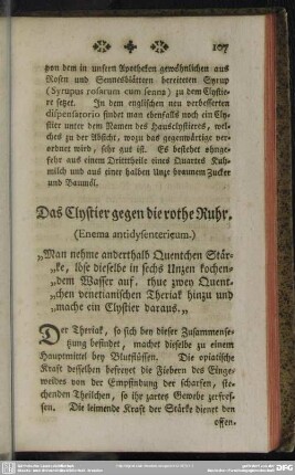 Das Clystier gegen die rothe Ruhr