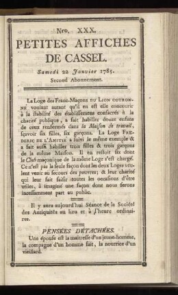 No XXX (Samedi 22 Janvier 1785)