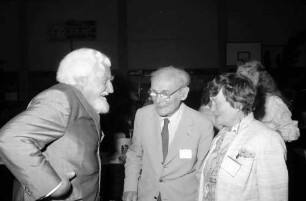 31. Tagung 1981 (29.6.-3.7.) Mediziner; Pressekonferenz: Konrad Lorenz und André F. Cournand, Frau Cournand