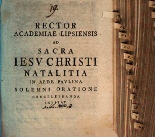 Rector Academiae Lipsiensis ad sacra Jesu Christi natalitia ... concelebranda invitat : [inest commentatio ad Matth. XVIII, 3]