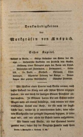 Denkwürdigkeiten der Markgräfin von Anspach : in zwei Bänden ; aus einer englischen Handschrift übersetzt, 2