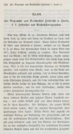 766-768 Zur Biographie und Briefwechsel Friedrichs v. Hurter, k.k. Hofrathes und Reichshistoriographen