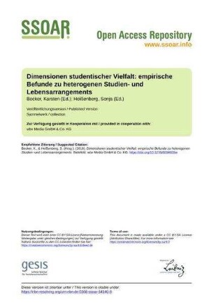 Dimensionen studentischer Vielfalt: empirische Befunde zu heterogenen Studien- und Lebensarrangements