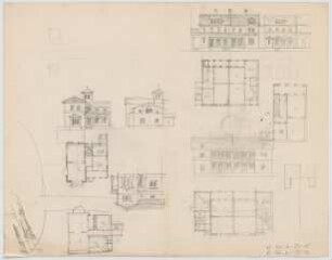 Thiersch, August ; München - Nymphenburg, Romanstr.; Wohnbebauung - Grundrisse, Ansichten