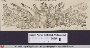 Druckermarke mit Trophäen.