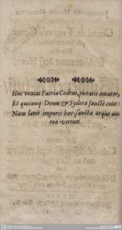 Huc veniat Patricae...