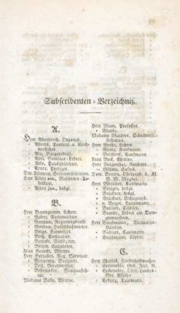 Subscribenten-Verzeichniß