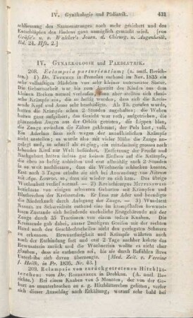 IV. Gynaekologie und Paediatrik.