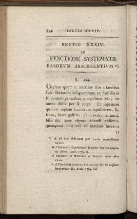 Sectio XXXIV. De Functione Systematis Vasorum Absorbentium