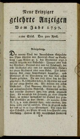 27tes Stück. Den 3ten April.