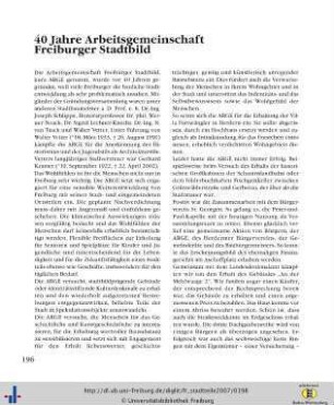 40 Jahre Arbeitsgemeinschaft Freiburger Stadtbild.