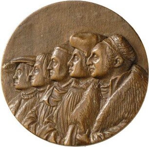 Holzmodell einer Medaille mit den Porträts der fünf Brüder Pfinzing, 1519