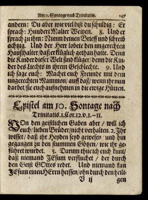 Epistel am 10. Sontage nach Trinitatis/ ...