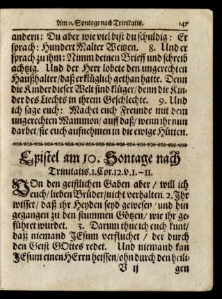 Epistel am 10. Sontage nach Trinitatis/ ...