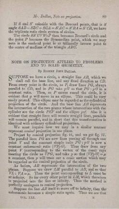 Note on projection applied to problems and to solid geometry.