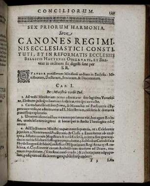 Sex Priorum Harmonia, sive Canones Regiminis Excclesiastici Constituti ...