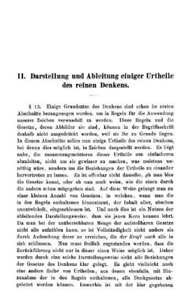 II. Darstellung und Ableitung einiger Urtheile des reinen Denkens