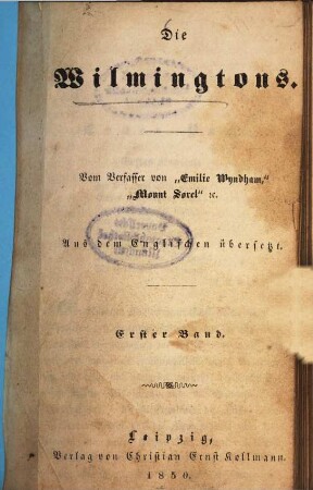 Die Wilmingtons : aus dem Englischen übersetzt, 1