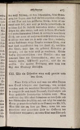 XXI. Wie ein Erhenkter etwa noch gerettet werden könne