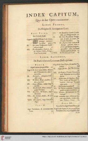 Index Capitum, quæ in hoc Opere continentur