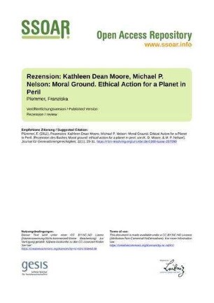 Rezension: Kathleen Dean Moore, Michael P. Nelson: Moral Ground. Ethical Action for a Planet in Peril