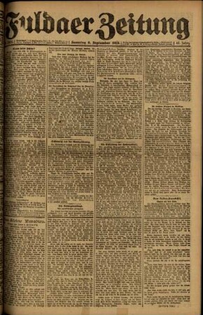 Erste Ausgabe vom Samstag, den 06. September 1919.