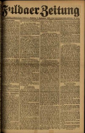 Erste Ausgabe vom Samstag, den 06. September 1919.