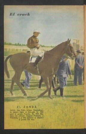 El crack: El Zonda, jockey: Juan Pedro Artigas [...] - [Fotografía]