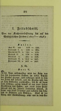 I. Zeitabschnitt. Von der Kirchenverbesserung bis auf den Westphälischen Frieden (1517 ? - 1648)