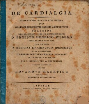 De cardialgia : dissertatio inauguralis medica