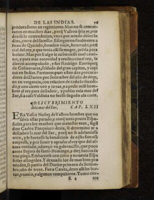 Descubrimiento dela mar del Sur. Cap. LXII