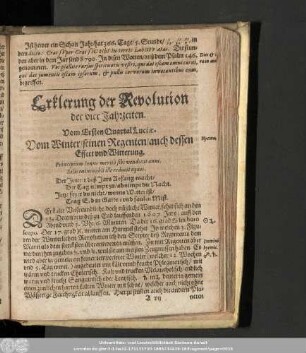 Vom ersten Quartal Luciae. Vom Winter/ seinen Regenten/ auch dessen Effect und Witterung.