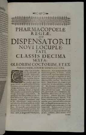 Classis Decima Sexta. Oleorum Coctorum, Et Expressorum, Seriem Complectens.