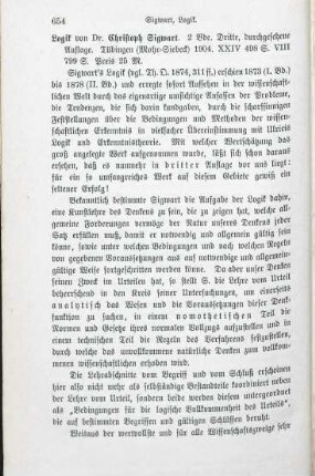 654-655 [Rezension] Sigwart, Christoph, Logik