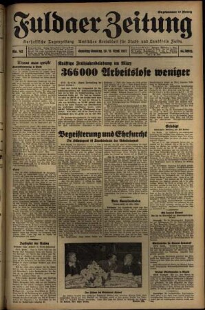 Erste Ausgabe vom Sonntag, den 11. April 1937.