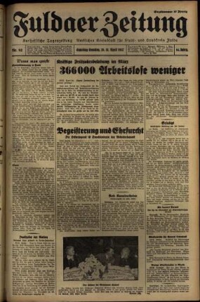 Erste Ausgabe vom Sonntag, den 11. April 1937.