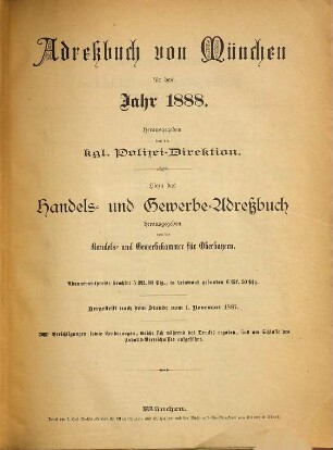 Adreßbuch für München. 1888
