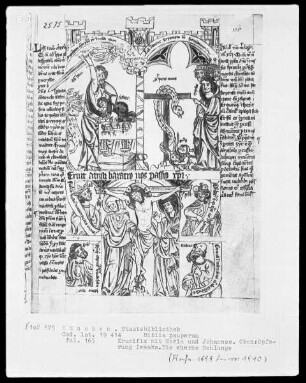 Biblia pauperum — Bildseite mit sieben Miniaturen, Folio 165recto