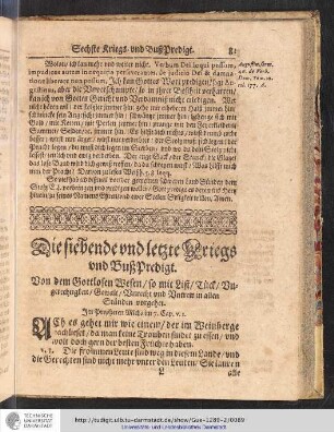 Die siebende und letzte Kriegs- und Buß-Predigt