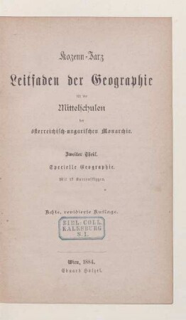 Theil 2, [Schülerband]: Specielle Geographie